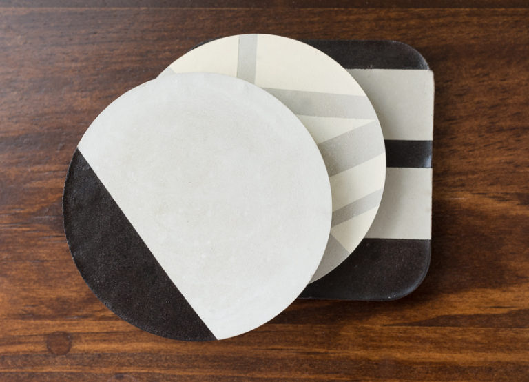 DIY Painted Concrete Coasters with black