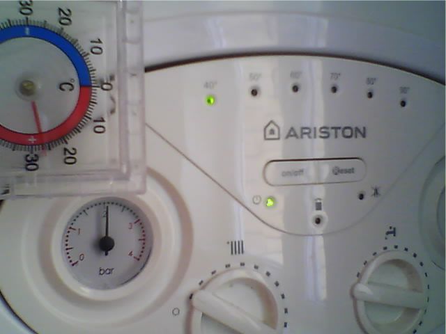 Отображение давления и температуры на котле Ariston