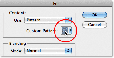 The Custom Pattern option in the Fill dialog box. 