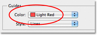 Photoshop Guide color option in the Preferences. 