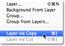 The New Layer via Copy command in Photoshop. 