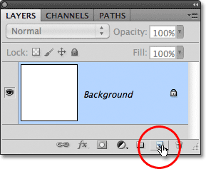 The Add New Layer icon in the Layers panel in Photoshop. 
