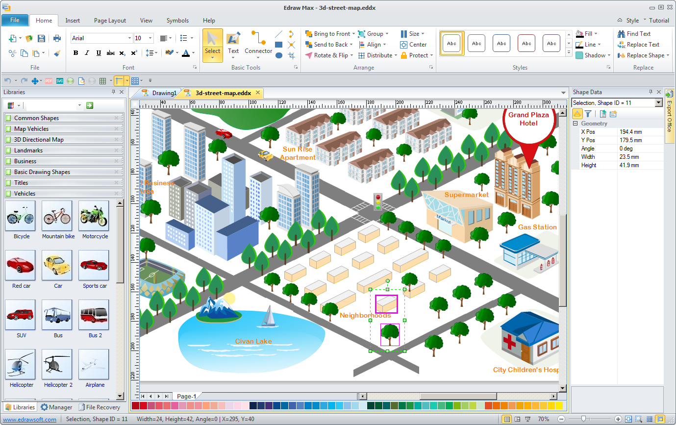 План местности в Visio