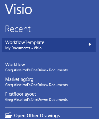 Pinned template in Visio
