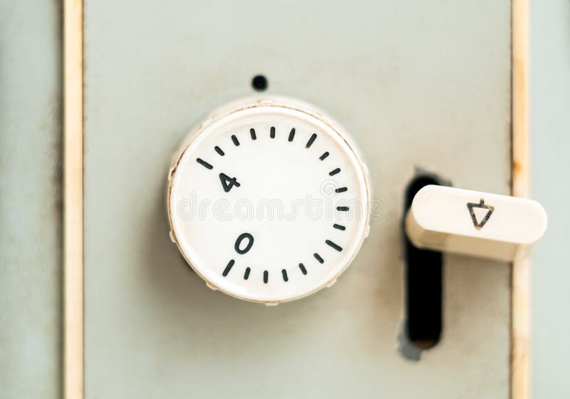 Management panel of an old sewing machine stock photos